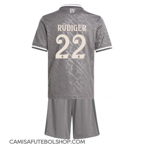 Camisa de time de futebol Real Madrid Antonio Rudiger #22 Replicas 3º Equipamento Infantil 2024-25 Manga Curta (+ Calças curtas)